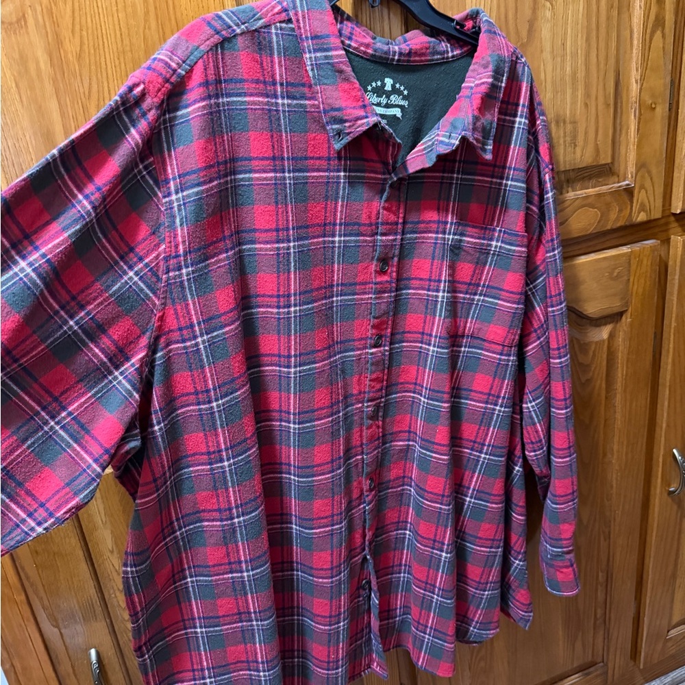 Men’s Size 5XL Liberty‎ Blues Men's Red Plaid Shirt